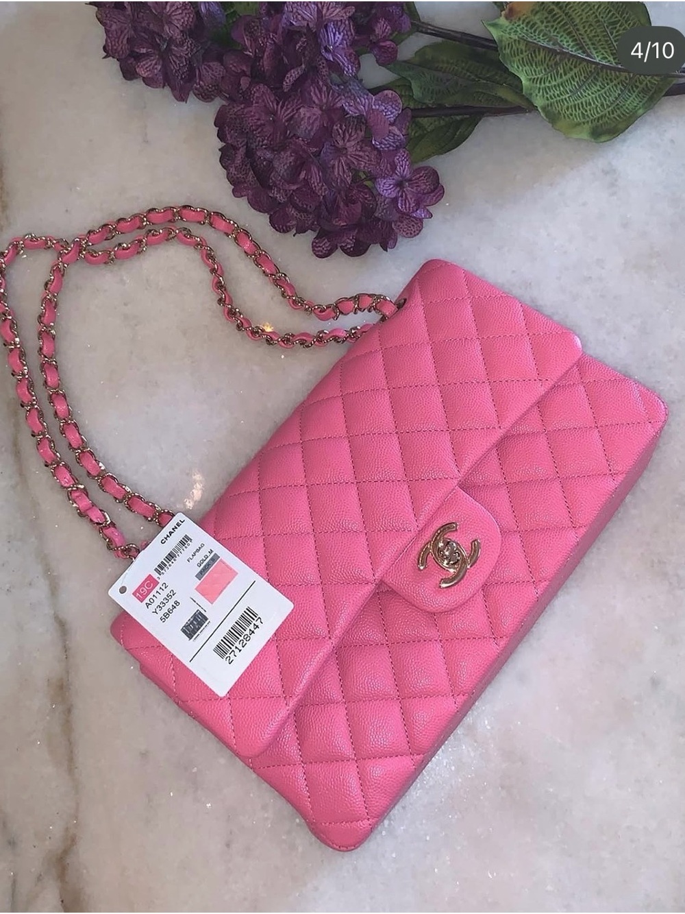 CHANEL Bubble gum 19C Chain Crossbody Bag